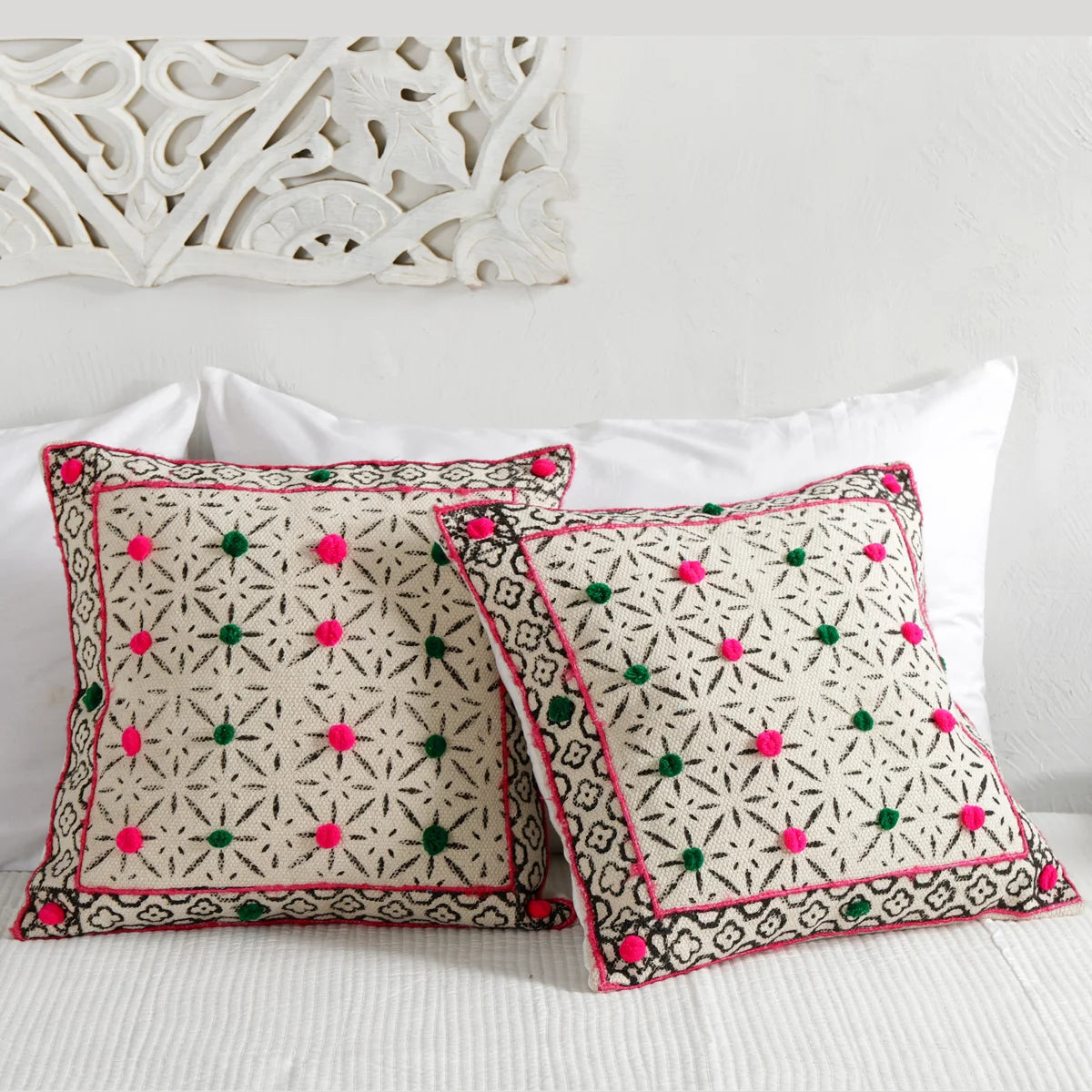 18″ Hand Block Printed Rugs Cushion Cover