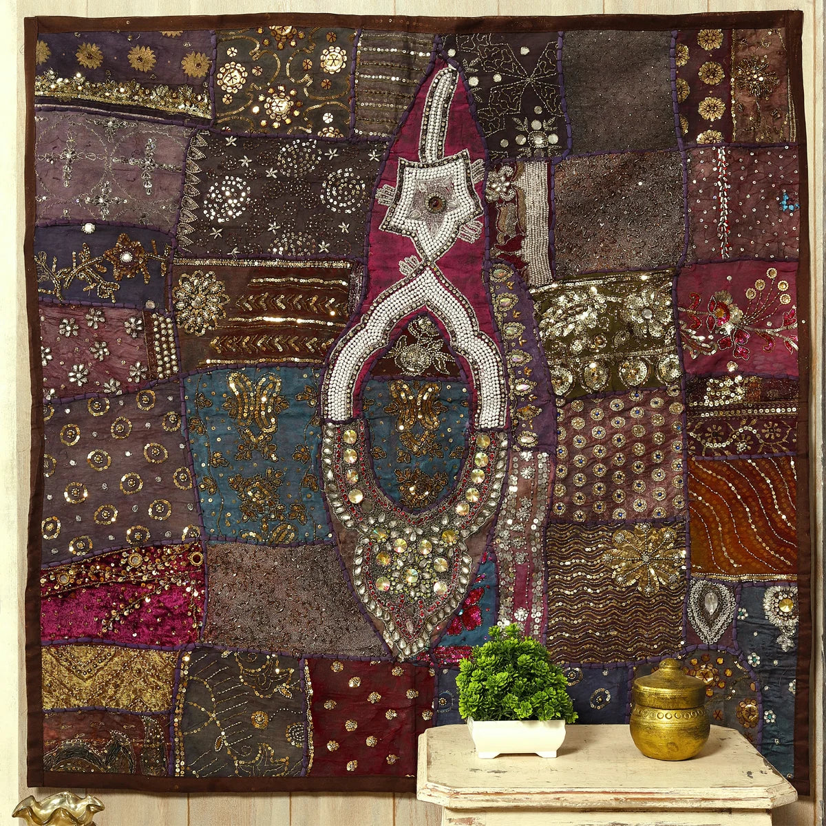 Antique beaded tapestry