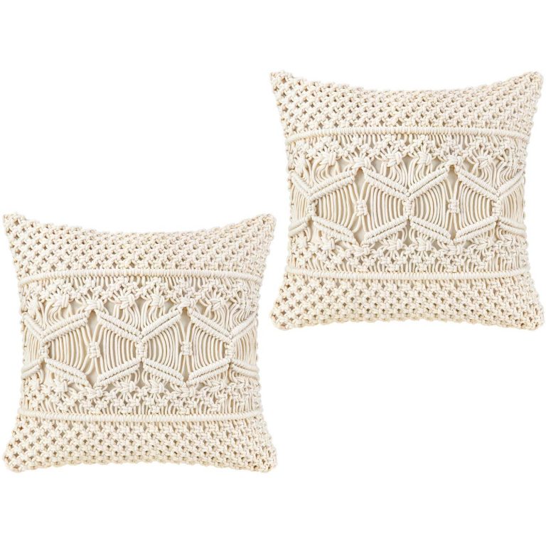 Boho Throw Macrame Pillow Cover | Handwoven | 16"x16"