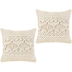 Boho Throw Macrame Pillow Cover | Handwoven | 16"x16"