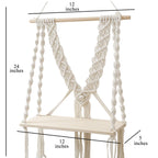 Macrame Boho Decor Wall Hanging Shelf, 12x5 In