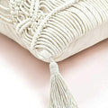 Boho macrame cushion cover with tassels 16x16 — handwoven India
