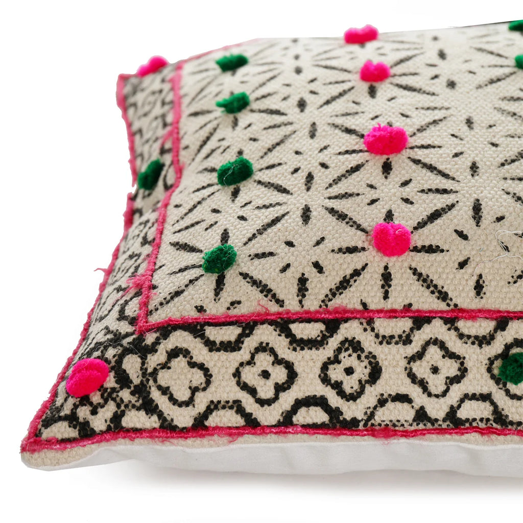 18″ Hand Block Printed Rugs Cushion Cover