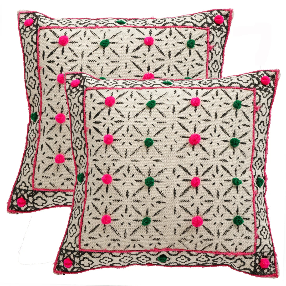 18″ Hand Block Printed Rugs Cushion Cover
