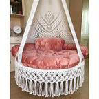 Luxurious macrame swing in living room