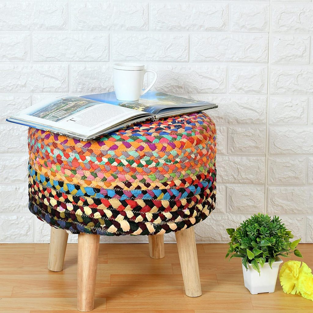 Multi color jute ottoman chair