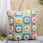Dahlia crochet cushion cover angle — handmade Indian artisans