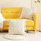 Macrame cushion cover abstract side — handwoven artisan India