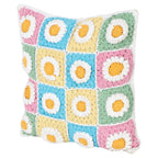 Dahlia crochet cushion cover lifestyle — handwoven India