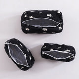 3 PC Elephant Block Printed Cotton Quilted Toiletry Bags