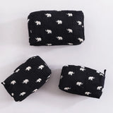 3 PC Elephant Block Printed Cotton Quilted Toiletry Bags
