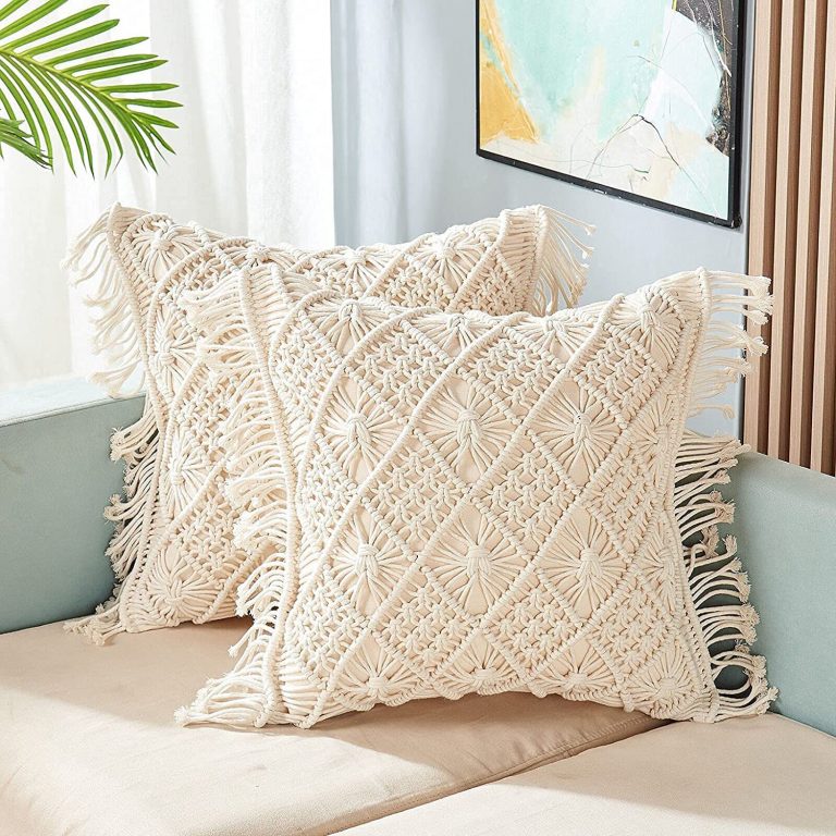 Hand knotted boho macrame cushion cover abstract pattern — India