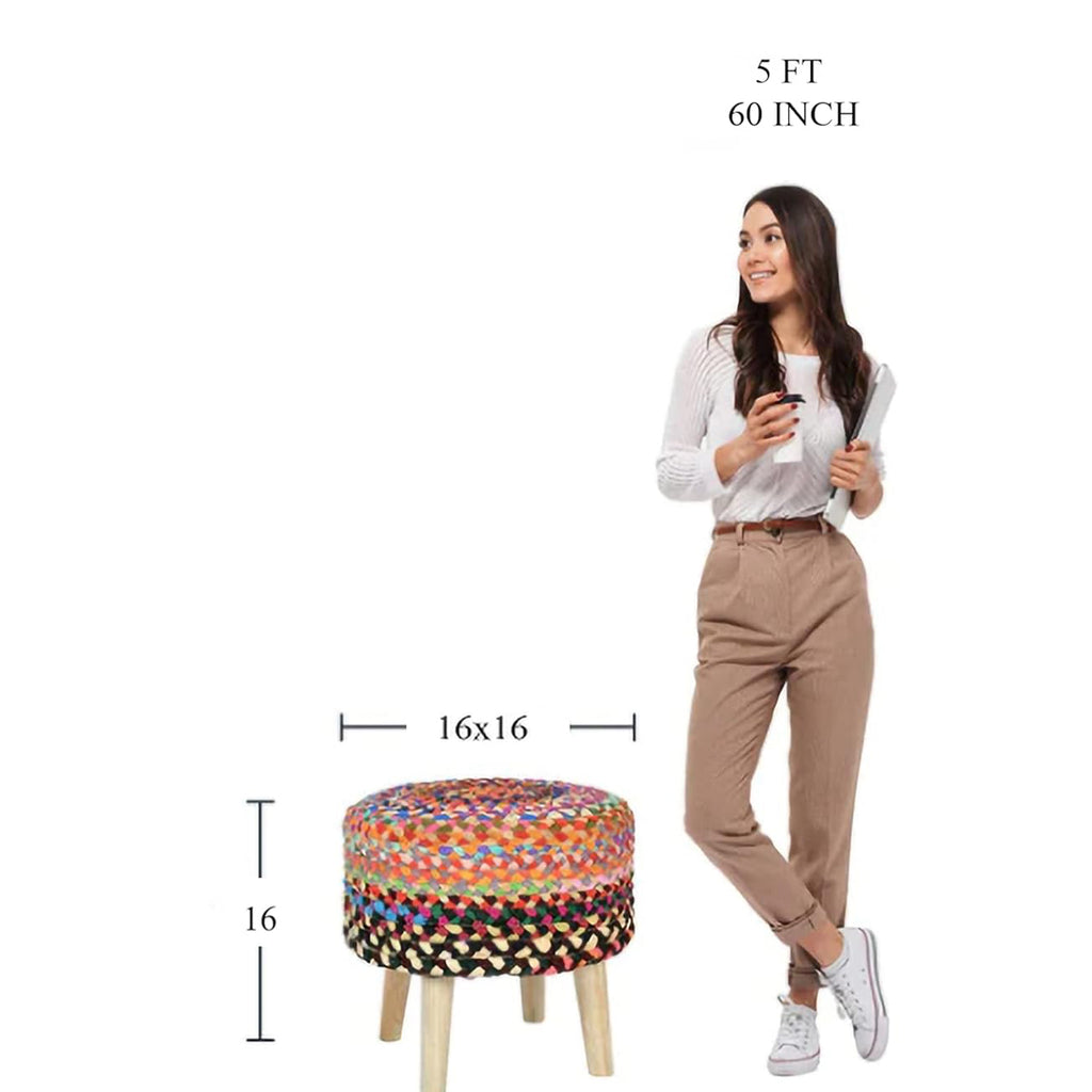 Jute ottoman chair, angled view