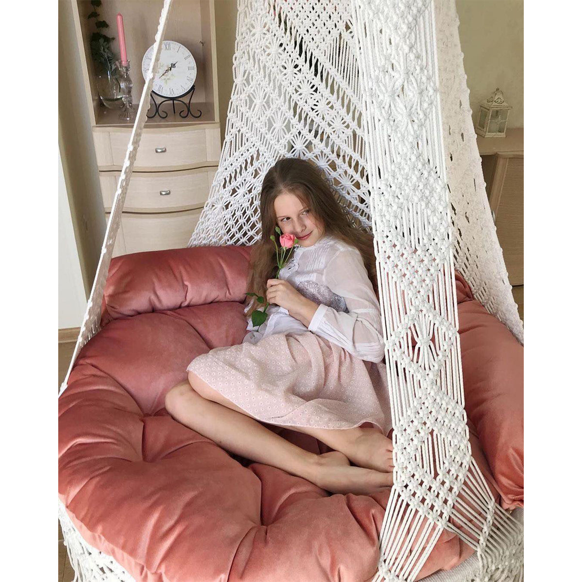 Luxurious macrame swing cushions