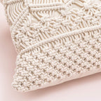 Boho macrame pillow cover angle — handwoven India