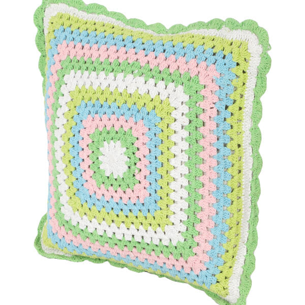 Abstract crochet cushion cover size guide — handwoven India