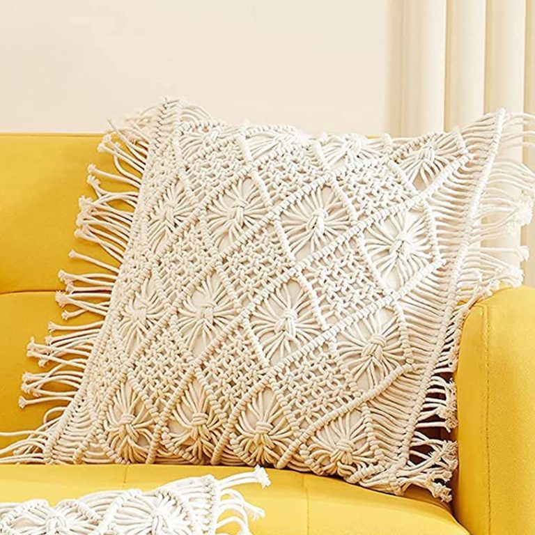 Hand Knotted Boho Macrame Cushion Covers Abstract Pattern