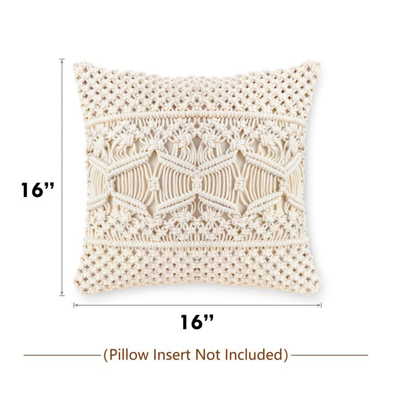 Boho Throw Macrame Pillow Cover | Handwoven | 16"x16"