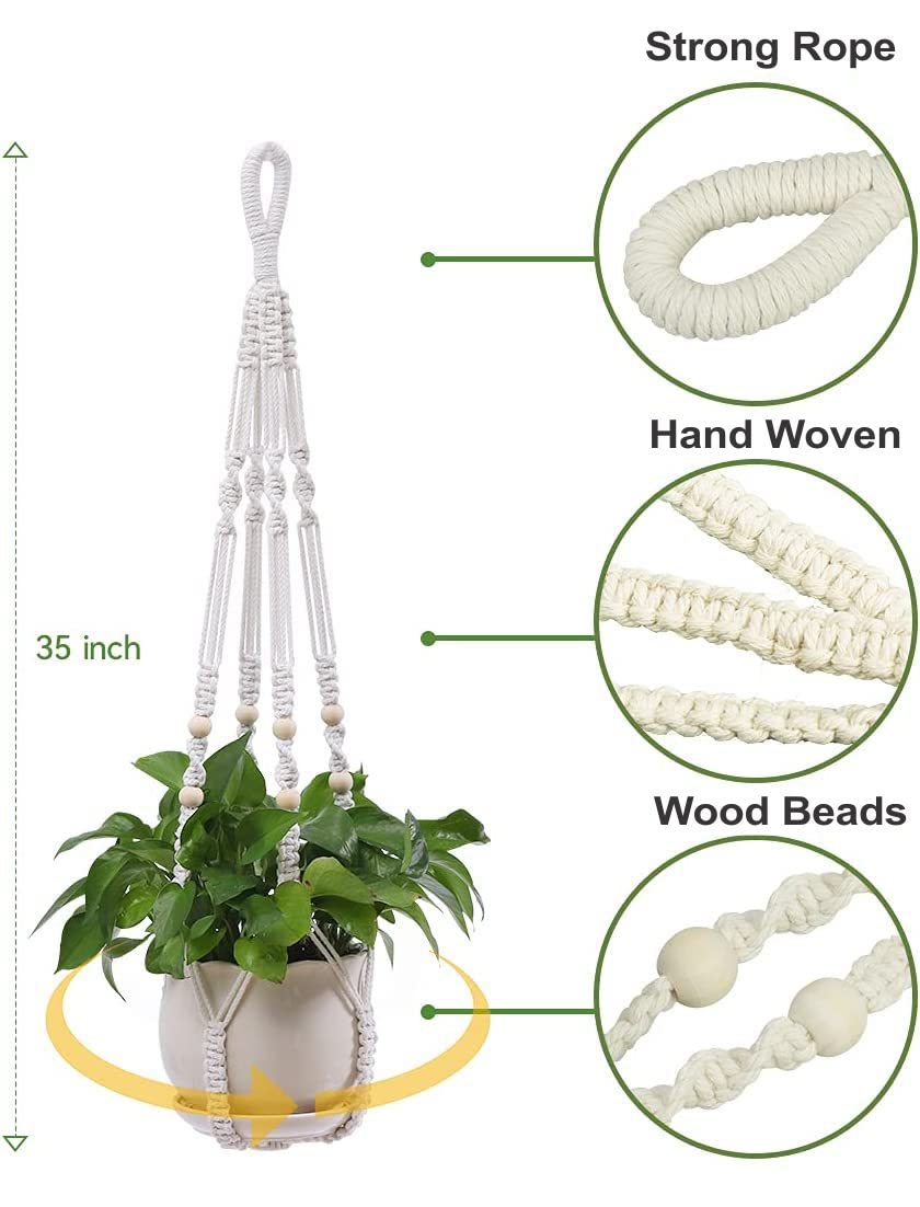 Handmade Cotton Rope Plant Hanger | Set of 2 | Hanging Planters