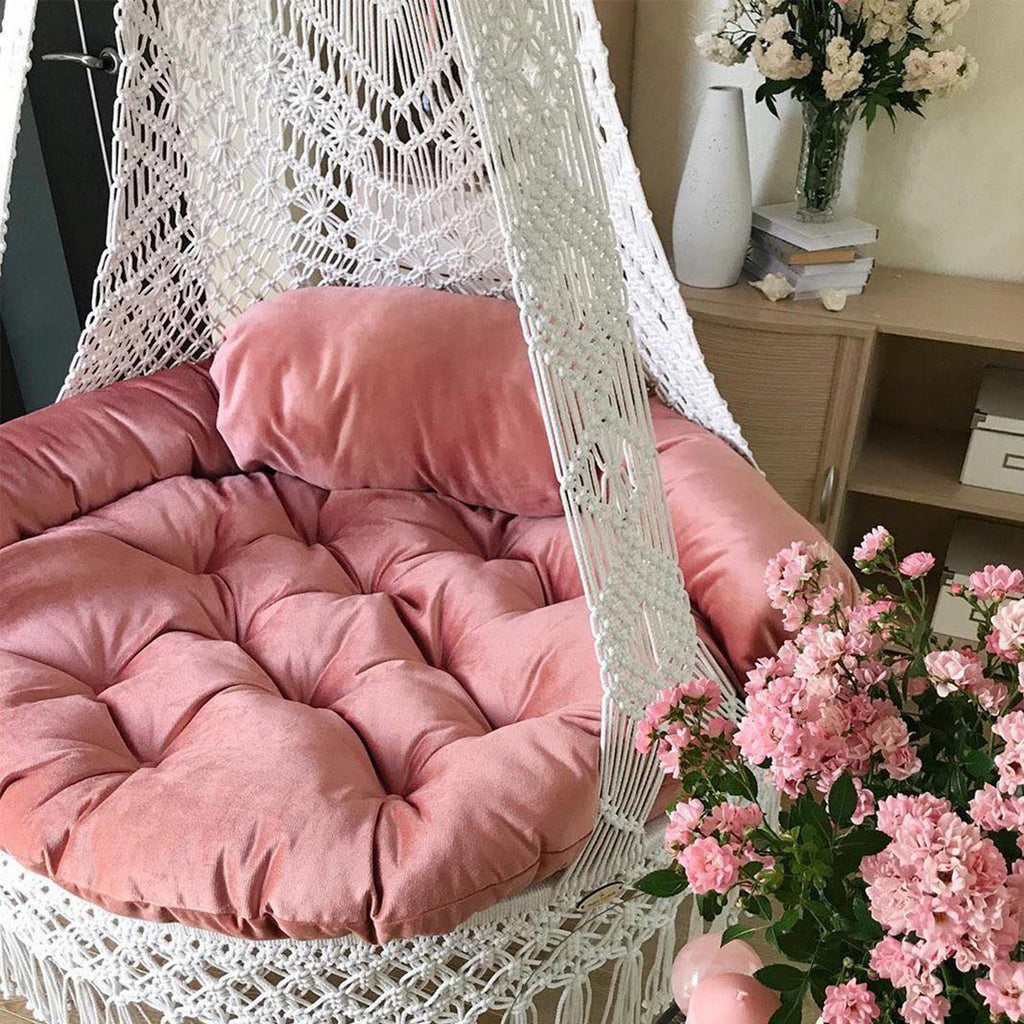 Luxurious macrame swing frame detail