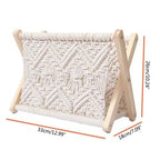 Wooden macrame book holder detail — handcrafted artisan India