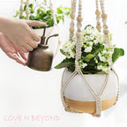 Cotton rope plant hanger detail — handmade India