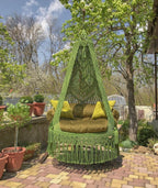 Macrame garden swing in green main view