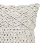 Off-white macrame sofa cushion cover corner detail