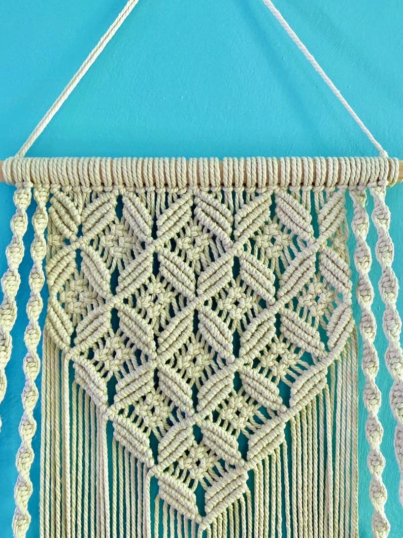 2-Tier Macrame Wall Shelf in Butterfly Pattern
