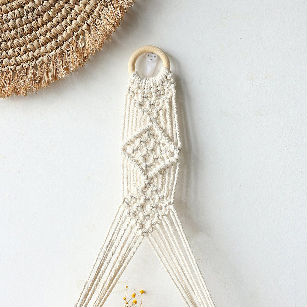 Macrame Boho Decor Wall Hanging Shelf, 12x5 In