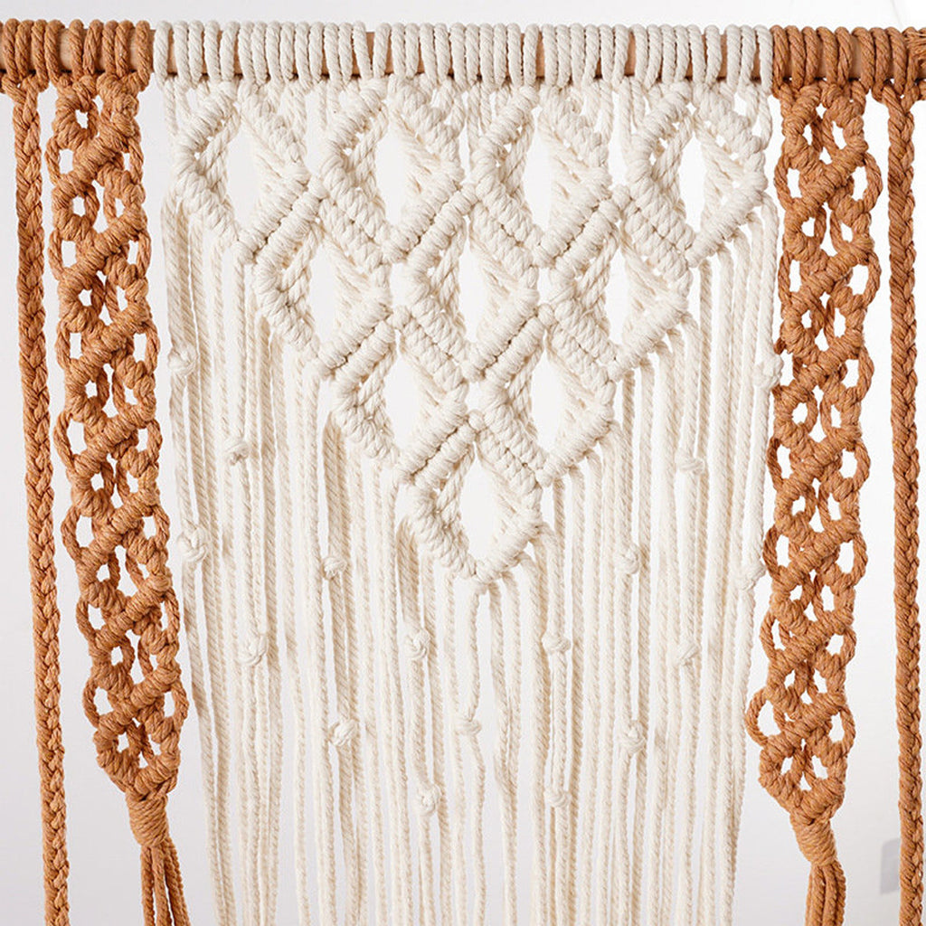 Macrame Boho Wall Shelf in Brick Red and Off White