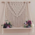 Handmade Macrame Wall Hanging Shelf Planter, Net Design