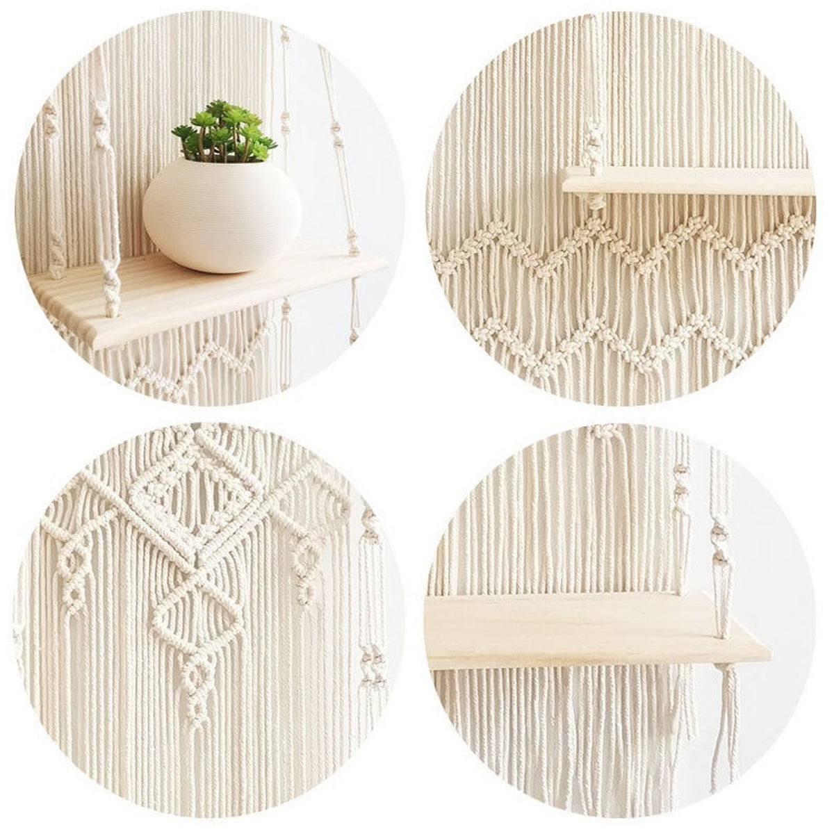 Macrame Wall Hanging Shelf, Multi-Tier