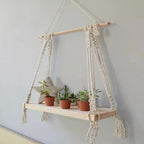 Macrame Boho Decor Wall Hanging Shelf, 12x5 In