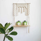 Macrame Boho Decor Wall Hanging Shelf, 12x5 In