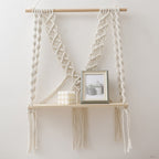 Macrame Boho Decor Wall Hanging Shelf, 12x5 In
