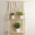 Handmade Macrame Wall Hanging 2-Tier Shelf Planter