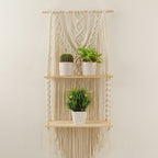 Handmade Macrame Wall Hanging 2-Tier Shelf Planter