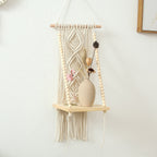 Macrame Boho Decor Wall Hanging Shelf, 12x5 In