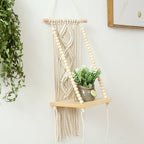 Macrame Boho Decor Wall Hanging Shelf, 12x5 In