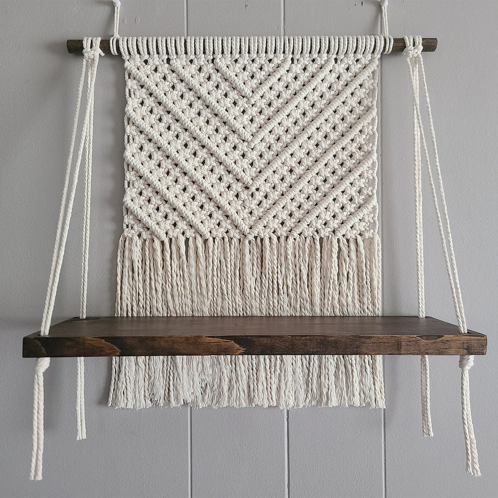 Macrame Wall Shelf in Geometric Pattern