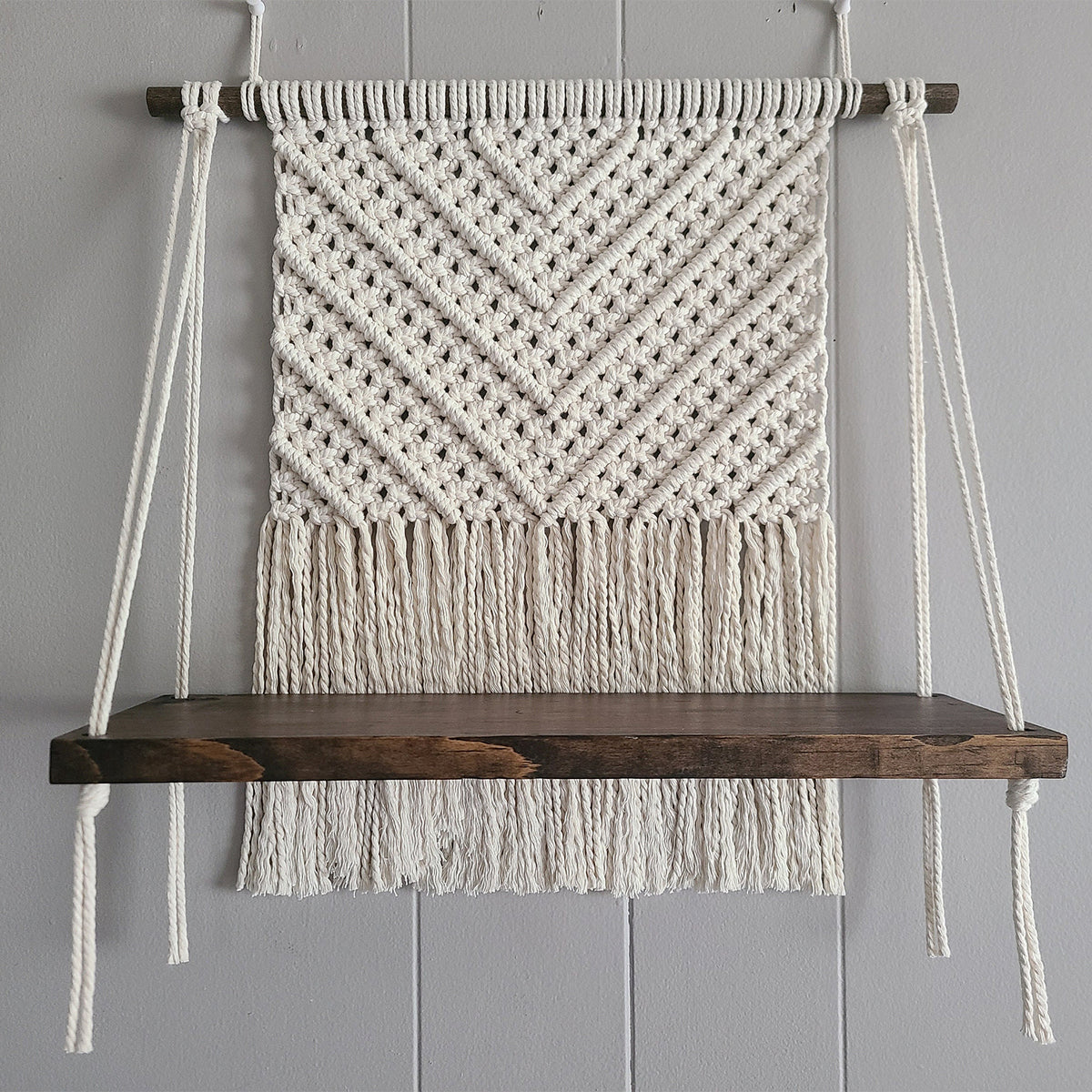 Macrame Wall Shelf in Geometric Pattern