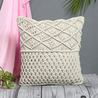 Off-white macrame sofa cushion cover styled