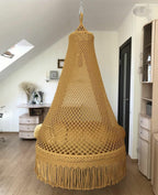 Macrame swing in mustard yellow detail