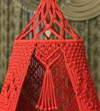 Boho rope swing chair in red colour