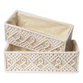 Handwoven macrame storage basket set in off-white cotton rope