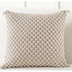 Abstract Pattern Macrame Cushion Cover, hand-knotted off-white