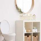 Handwoven storage baskets bathroom styling — artisan India
