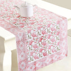Beautiful Hand Printed Table Runner Pink Floral