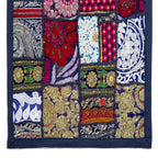 Beautiful Indian Embroidery Blue Patchwork Cotton Table Runner